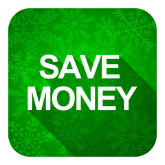 save money flat icon, christmas button