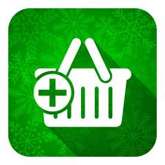 cart flat icon, christmas button, shopping cart symbol