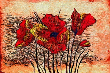 Tuinposter Abstract flower oil painting © maxtor777