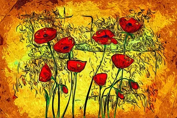 Poster Abstract flower oil painting © maxtor777