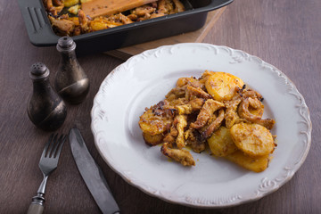 delicious dinner chicken with potatoes