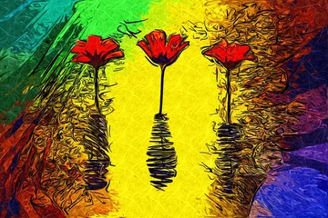 Plexiglas foto achterwand Abstract flower oil painting © maxtor777