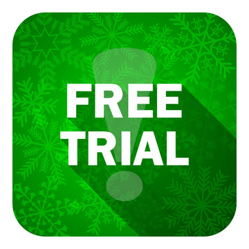 free trial flat icon, christmas button