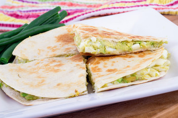 egg and avocado tortilla quesadilla breakfast