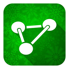 chemistry flat icon, christmas button, molecule sign