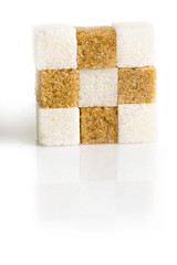 cubes of sugar cane brown and white refined