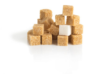 cubes of sugar cane brown and white refined