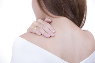 Woman has shoulder pain