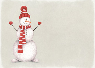Watercolor illustration of snowman