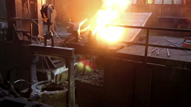 Melted steel in a foundry