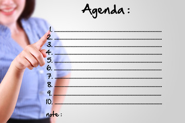 business woman designate agenda list