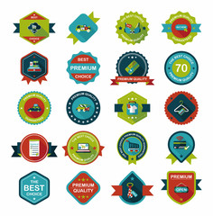 shopping badge banner flat design background set, eps10