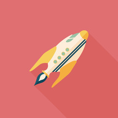 Space rocket flat icon with long shadow,eps10