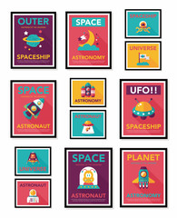 Fototapeta na wymiar Space poster banner flat design background set, eps10