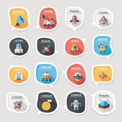 Space speech bubble flat design background set, eps10