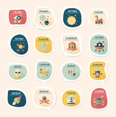 Space speech bubble flat design background set, eps10