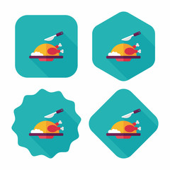 Grill chicken flat icon with long shadow,eps10