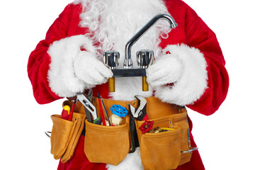 Santa Claus with a tool belt.