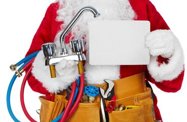 Santa Claus with a tool belt.