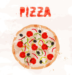 Pizza with tomatoes of colorful spots