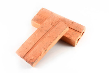  old red bricks isolated on white background 