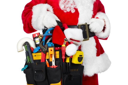 Santa Claus With A Tool Belt.