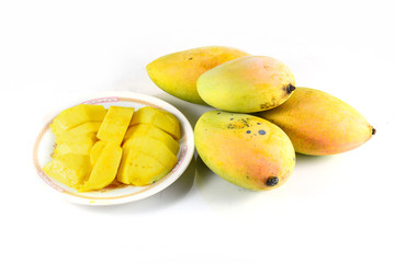 Naklejka na ściany i meble Yellow mango isolated on white background 