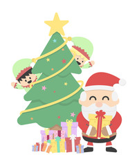 Obraz na płótnie Canvas Christmas background with Santa claus and Christmas elf