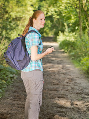 Hiker Navigating with GPS