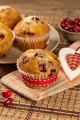 Muffins with cranberry. Selective focus.