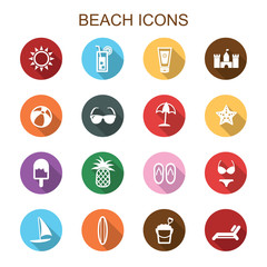 Fototapeta premium beach long shadow icons