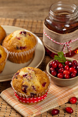 Cranberry muffins. Selective focus.