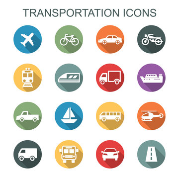 transportation long shadow icons