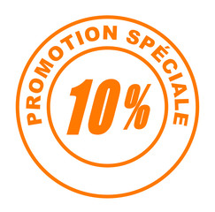 promotion spéciale 10 pour 100 sur bouton web rond orange