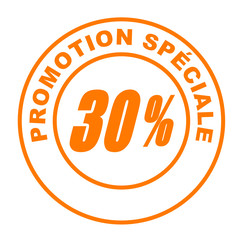 promotion spéciale 30 pour 100 sur bouton web rond orange
