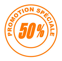 promotion spéciale 50 pour 100 sur bouton web rond orange