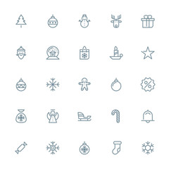 Thin line Christmas icons set