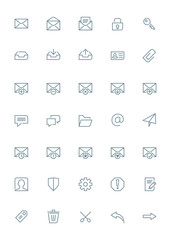 Thin line mail icons set
