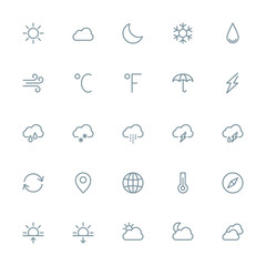 Thin line weather icons set for web and mobile apps