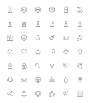 Thin line game icons set for web and mobile apps