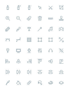 Thin line design tools icons set for web and mobile apps
