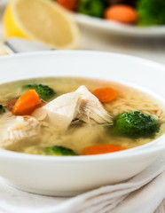 Chicken soup with vegetables and orzo