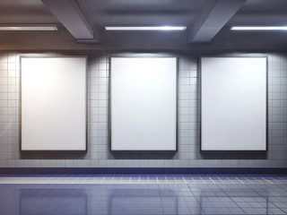 white blank billboard poster indoor - obrazy, fototapety, plakaty