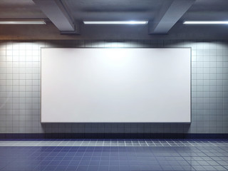 white blank billboard poster indoor - obrazy, fototapety, plakaty