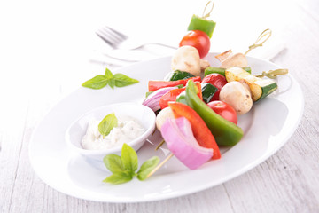 vegetables kebab and dip
