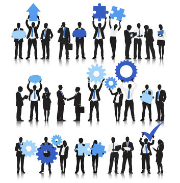 Vector of Business People Holding Business Objects