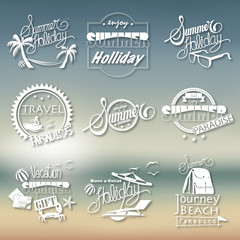 Fototapeta premium Group of Summer Words on Blurred Background