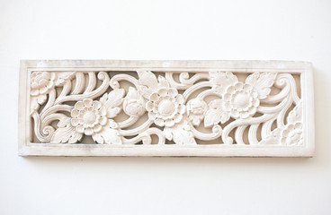 White thai art stucco wall in Thailand