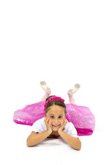 Beautiful little girl smiling with colorful dance dress