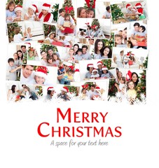 Fototapeta premium Composite image of collage of families celebrating christmas
